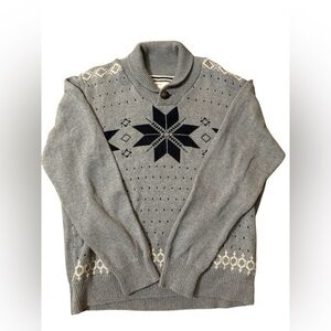Gray Vintage Nordic Pattern Sweater